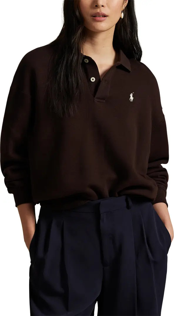 Cotton Blend Fleece Polo Sweatshirt | Nordstrom