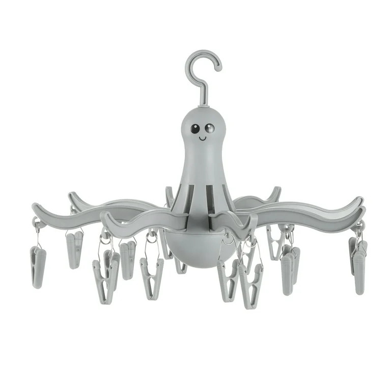 Mainstays Gray Octopus Foldable Beach Towel Drying Hanger, 16 Clips | Walmart (US)