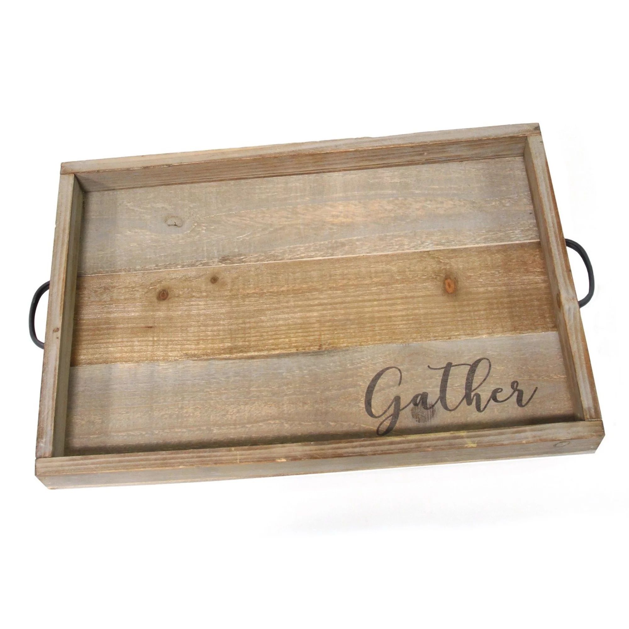 Stratton Home Decor "Gather" Wood Tray - Walmart.com | Walmart (US)