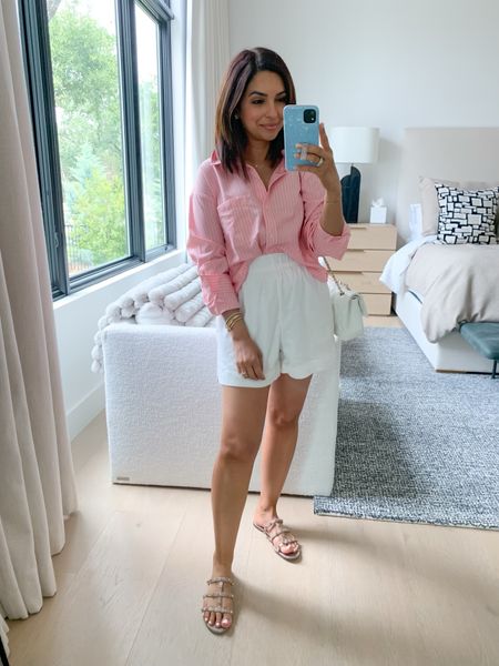 Love this pink and white look for spring. Wearing size XS in both the top and shorts 💗 My shorts are 25% off plus more with my code AFNASREEN!

#LTKFindsUnder100 #LTKSaleAlert #LTKStyleTip
