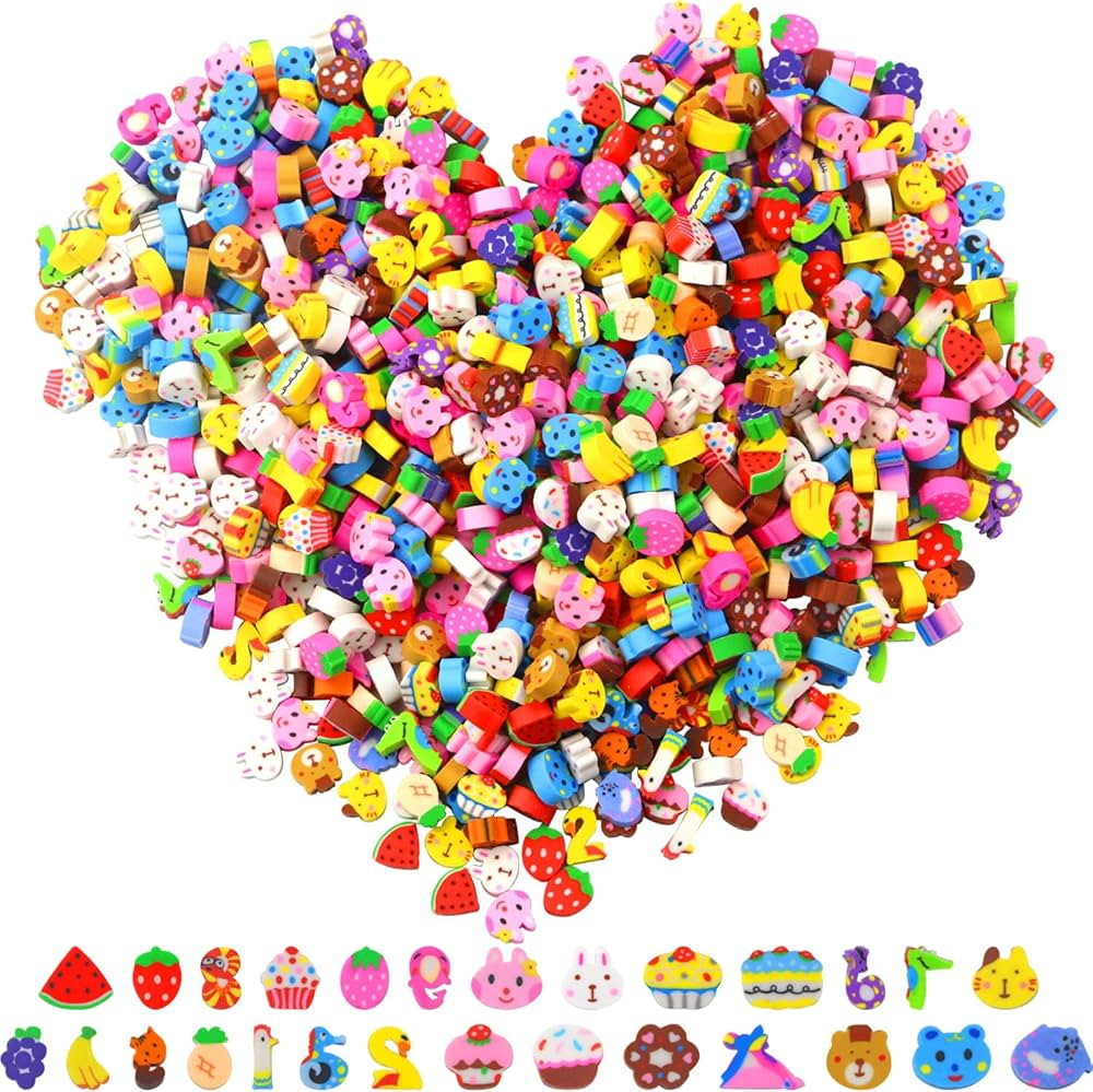 800 Pcs Mini Cute Erasers, Mini Cake Eraser, Animal Eraser, Number Eraser, Fruit Eraser Novelty E... | Amazon (US)