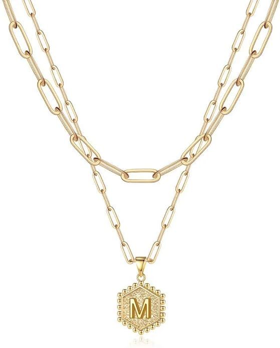 M MOOHAM Dainty Gold Necklace for Women - 14K Solid Gold Over Layering Necklaces for Women Cute H... | Amazon (US)