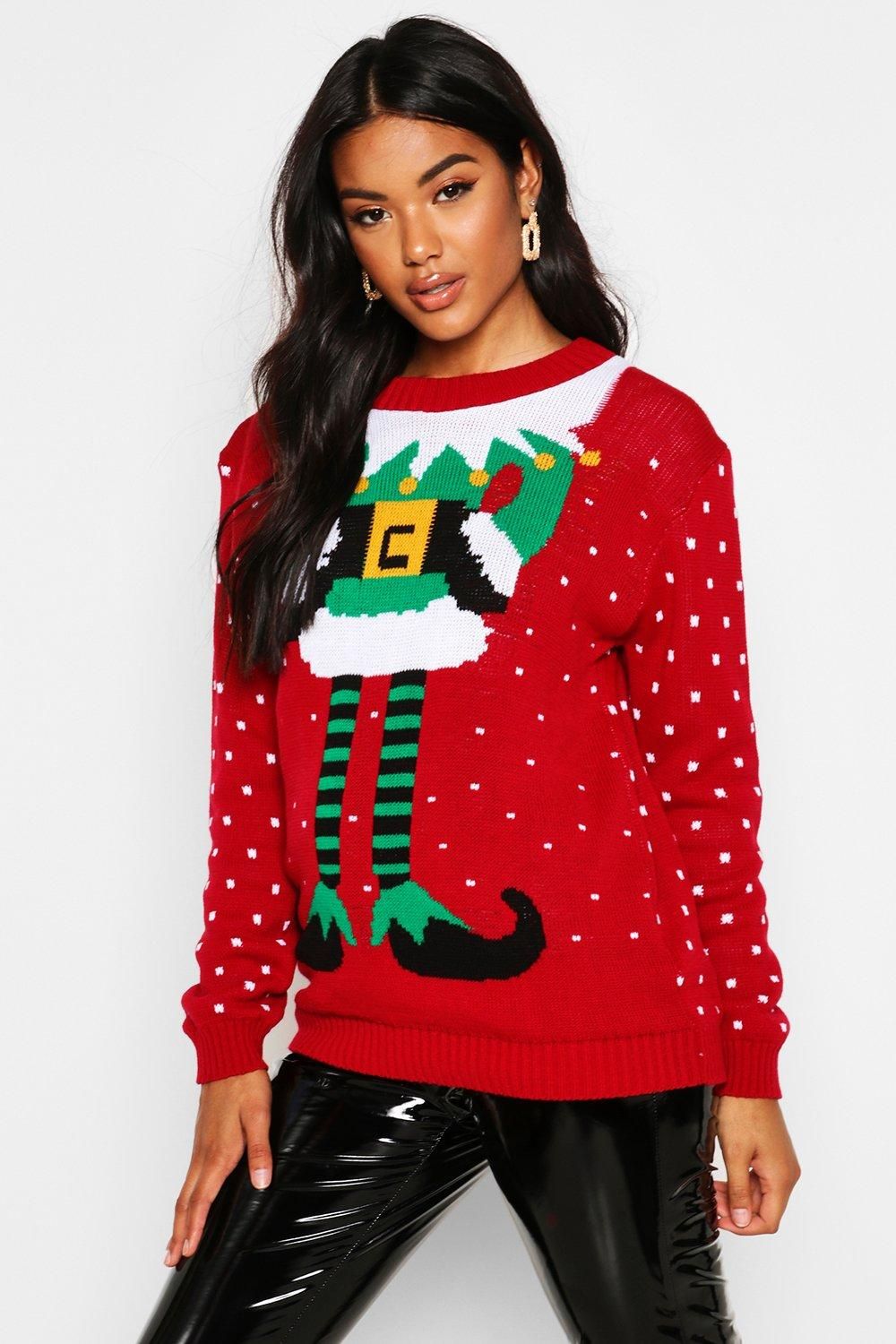 Womens Elf Christmas Sweater - Red - S | Boohoo.com (US & CA)