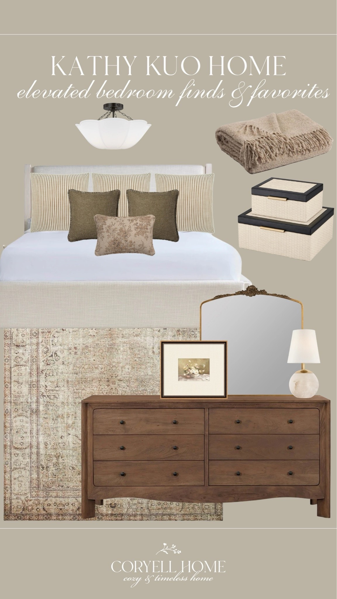 Elevated, earthly bedroom finds from Kathy Kuo Home. 😍 How gorgeous is this dresser, and the cozy throw pillows? Perfect inspiration for a transitional bedroom. 🤎🙌🏻

#LTKHome