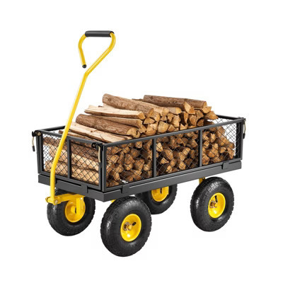 VEVOR 500 Lbs Steel Garden Cart, Heavy Duty Garden Wagon Cart Pullable on Wheels, Metal Yard Utility Wagon Carts with 10" All Terrain Tires, Black | Target