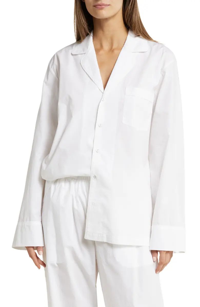 Gender Inclusive Crop Cotton Poplin Button-Up Pajama Shirt | Nordstrom