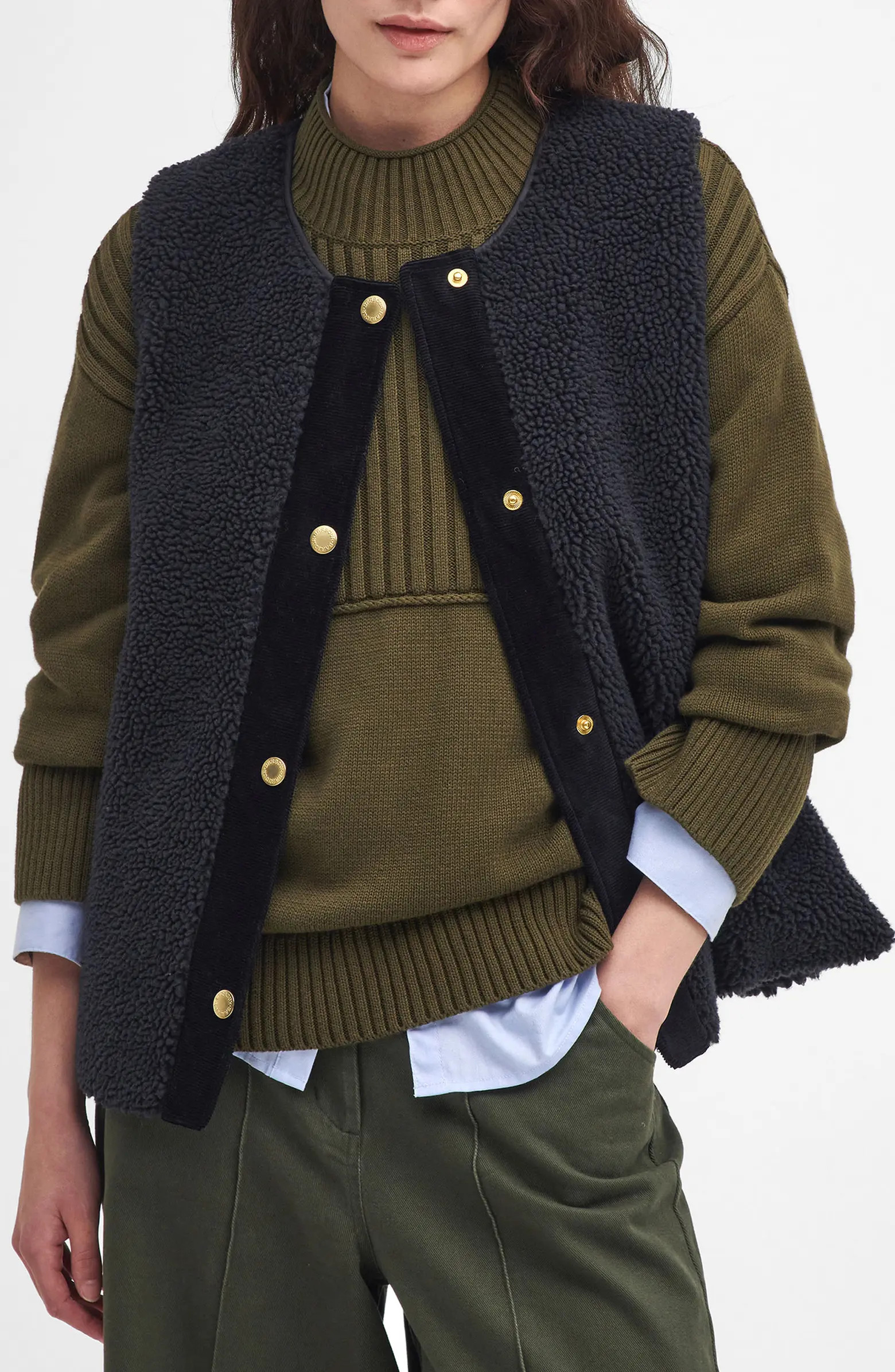 Barbour Dulsie High Pile Fleece Quilted Vest | Nordstrom | Nordstrom