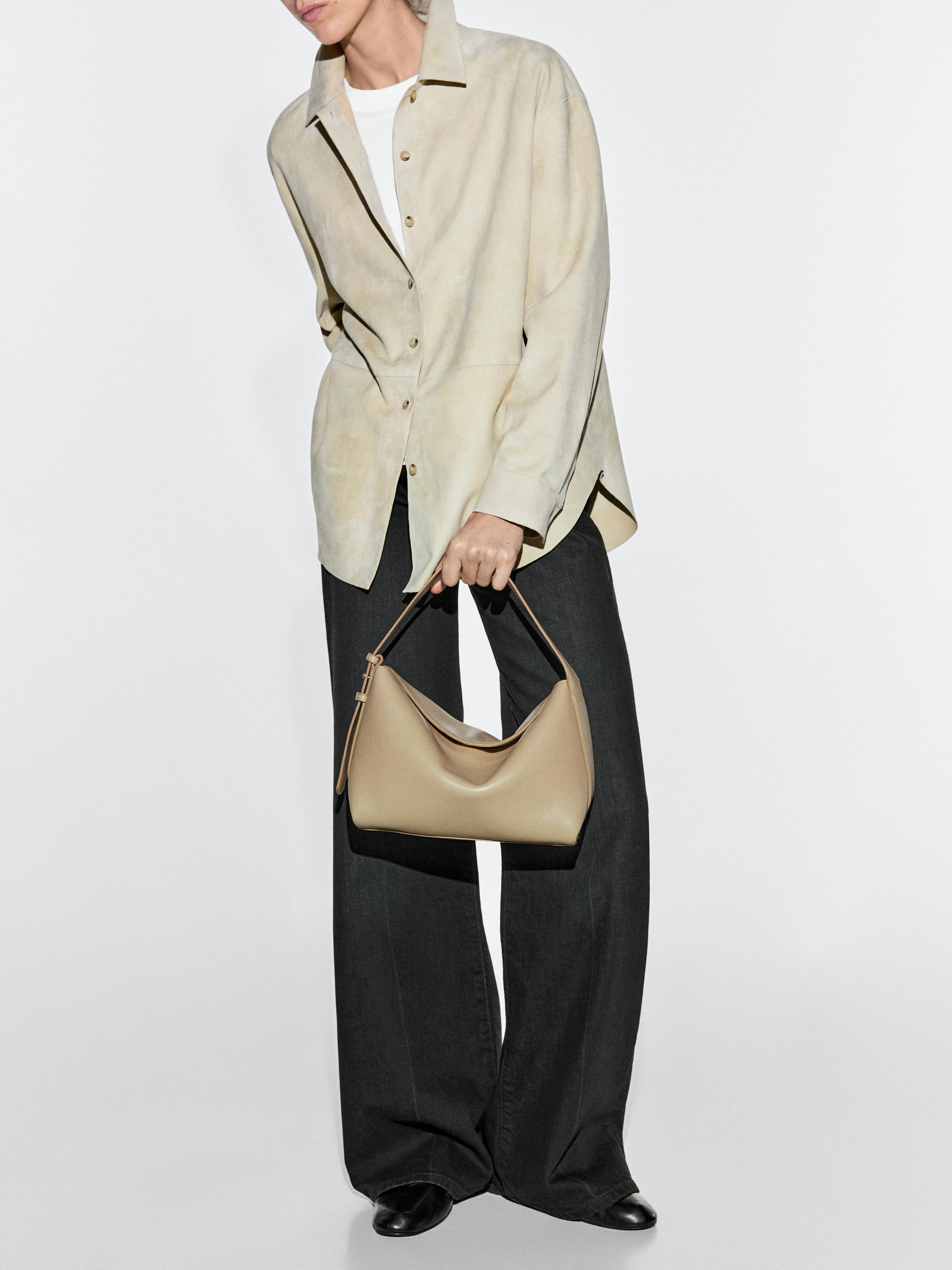 Small nappa leather shoulder bag | Massimo Dutti UK