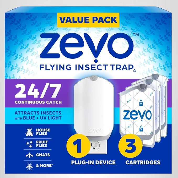 Zevo Flying Insect Trap - Plug-in Indoor Fly Trap and Bug Light Trap Refill with Blue and UV Ligh... | Amazon (US)