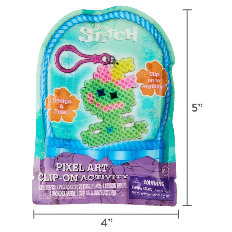 Way To Celebrate Disney Stitch Pixel Art Clip on Activity Scrump, 175 Plastic Beads, Easter Party... | Walmart (US)