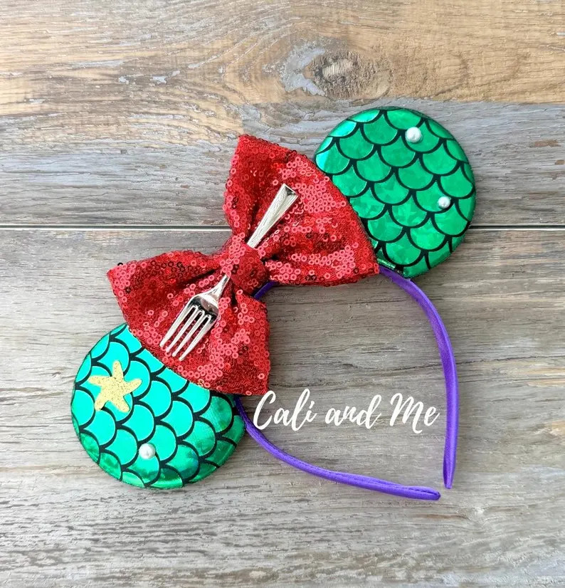 Mermaid Minnie Mouse Ears Headband Ariel Ears Birthday Headband Little Mermaid Gift Crown Mickey ... | Etsy (Global)