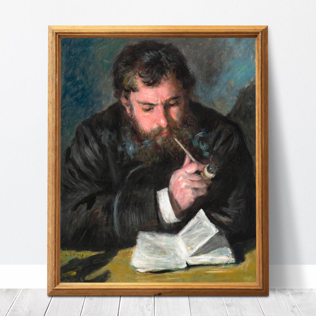 Painting of Claude Monet Reading a Book and Smoking a Pipe, Auguste Renoir, High Quality Fine Art... | Etsy (US)