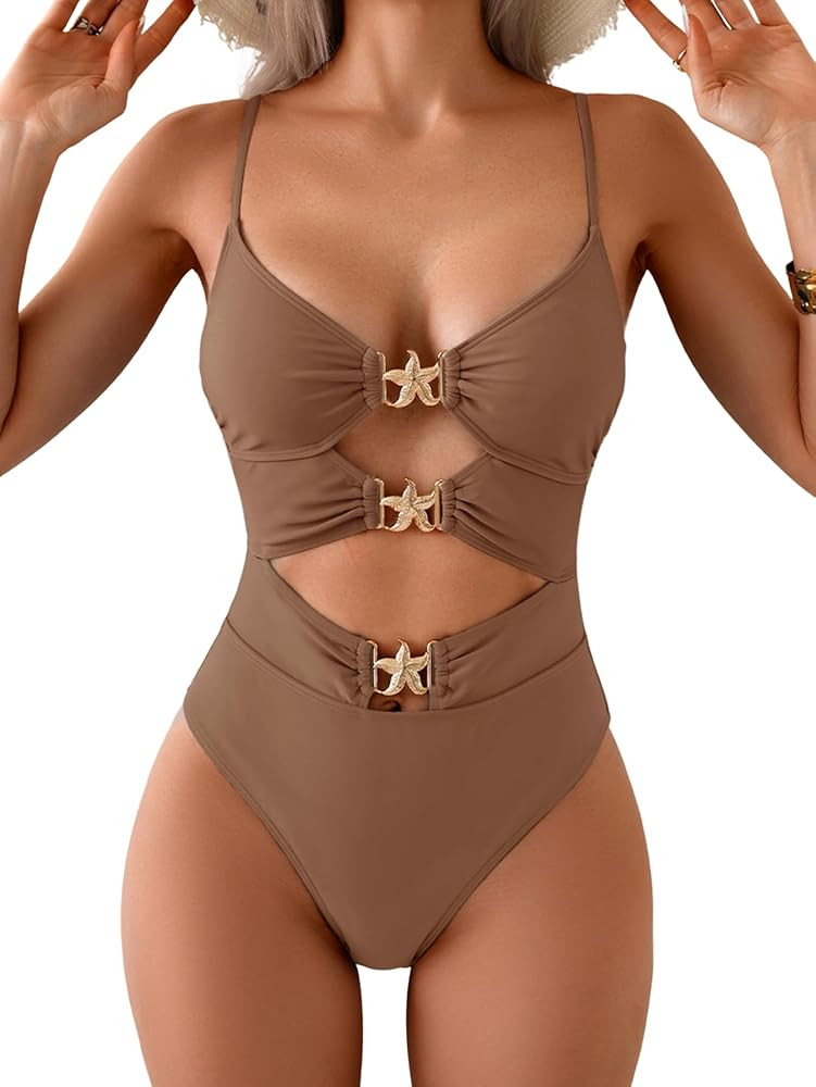 Eomenie Sexy One Piece Swimsuit for Women Cutout Monokini Bathing Suit Starfish Beach Resort Swim... | Amazon (US)