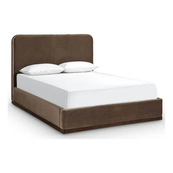 Meridian Furniture Rava Brown Velvet Upholstered Queen Bed | Walmart (US)