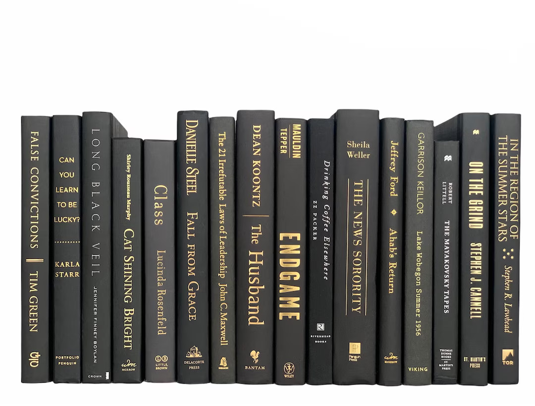 Black Books, Book Decor, Decorative Books, Staging Books Decor, Staging Bookcases, Staging Booksh... | Etsy (US)