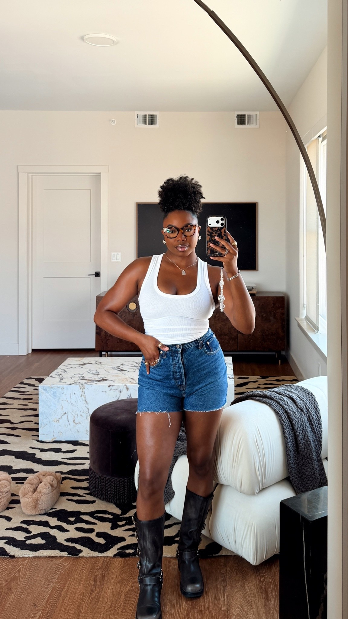 love a classic white tank, perfect fitting denim jeans and boot combo ♥️

denim shorts are from girlfrnd, size 30 
boots: steve madden
tank: abercrombie & fitch
phone case: sonix 
glasses: warby parker

#LTKootd #LTKgrwm