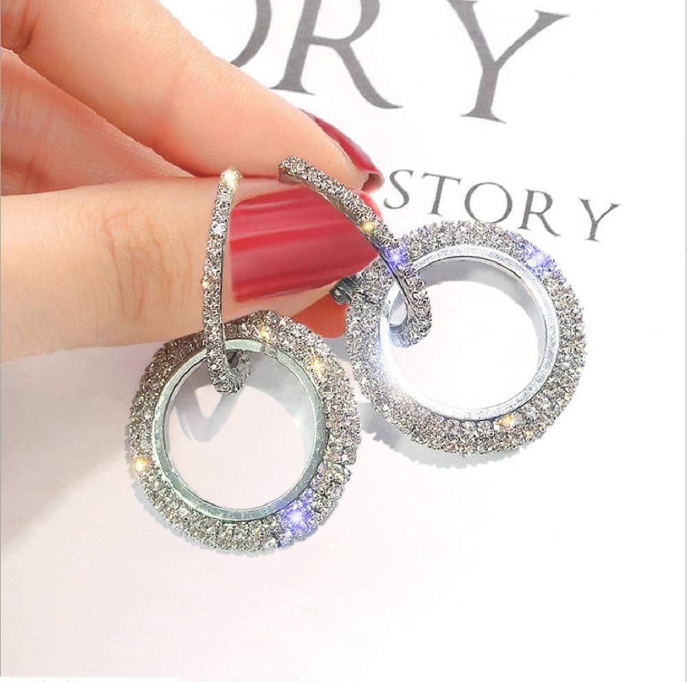MAIHAO Fashion Rhinestone Double Circle Hoop Earrings for Women Geometric 8 Infinity Round Rings ... | Amazon (US)