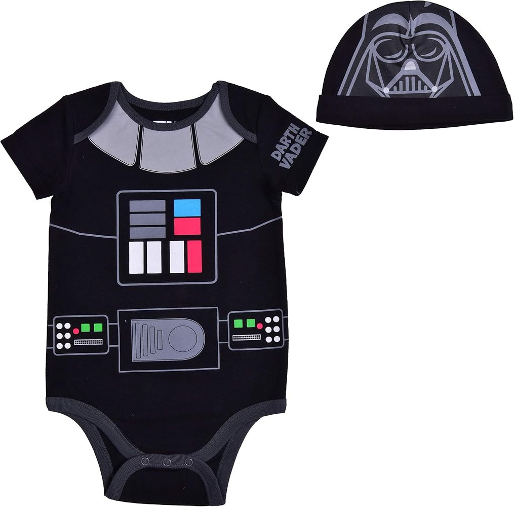 Star Wars Short Sleeve Creeper with Cap, Darth Vader Baby, Romper Set | Amazon (US)