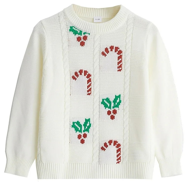 Actgleam Girls Sweaters Winter Pullover Long Sleeve Knit Sweater Jumper Tops,White,9-10Years | Walmart (US)