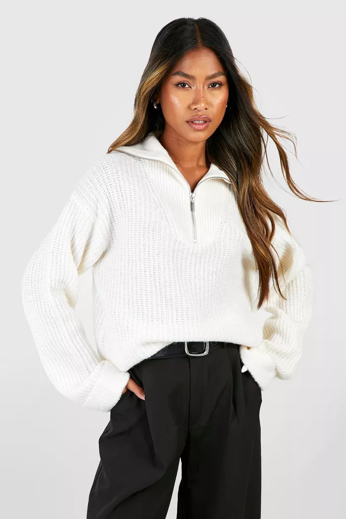 Chunky Soft Knit Half Zip Sweater | boohoo (US & Canada)