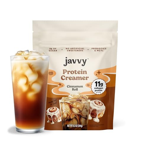 Javvy Protein Coffee Creamer – Sugar Free Creamer with 11g of Collagen, MCT Oil, Keto Coffee Creamer Powder for Hair, Skin & Nail Support, Cinnamon Roll, 1 Pack | Amazon (US)