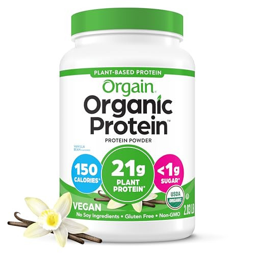 Orgain Organic Vegan Protein Powder, Vanilla Bean - 21g Plant Protein, 6g Prebiotic Fiber, No Lactose Ingredients, No Added Sugar, Non-GMO, For Shakes & Smoothies, 2.03 lb (Packaging May Vary) | Amazon (US)