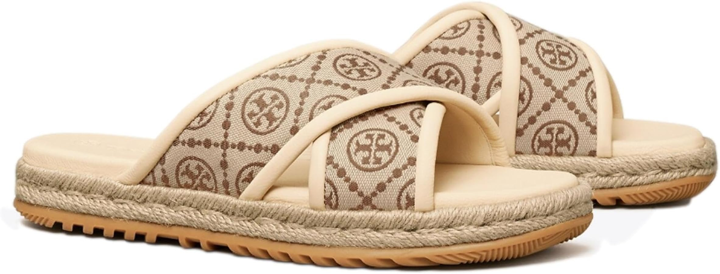 Tory Burch T Monogram Cross Espadrille Slide Sandal, New Cream | Amazon (US)
