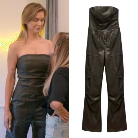 Lala Kent’s Brown Strapless Leather Jumpsuit