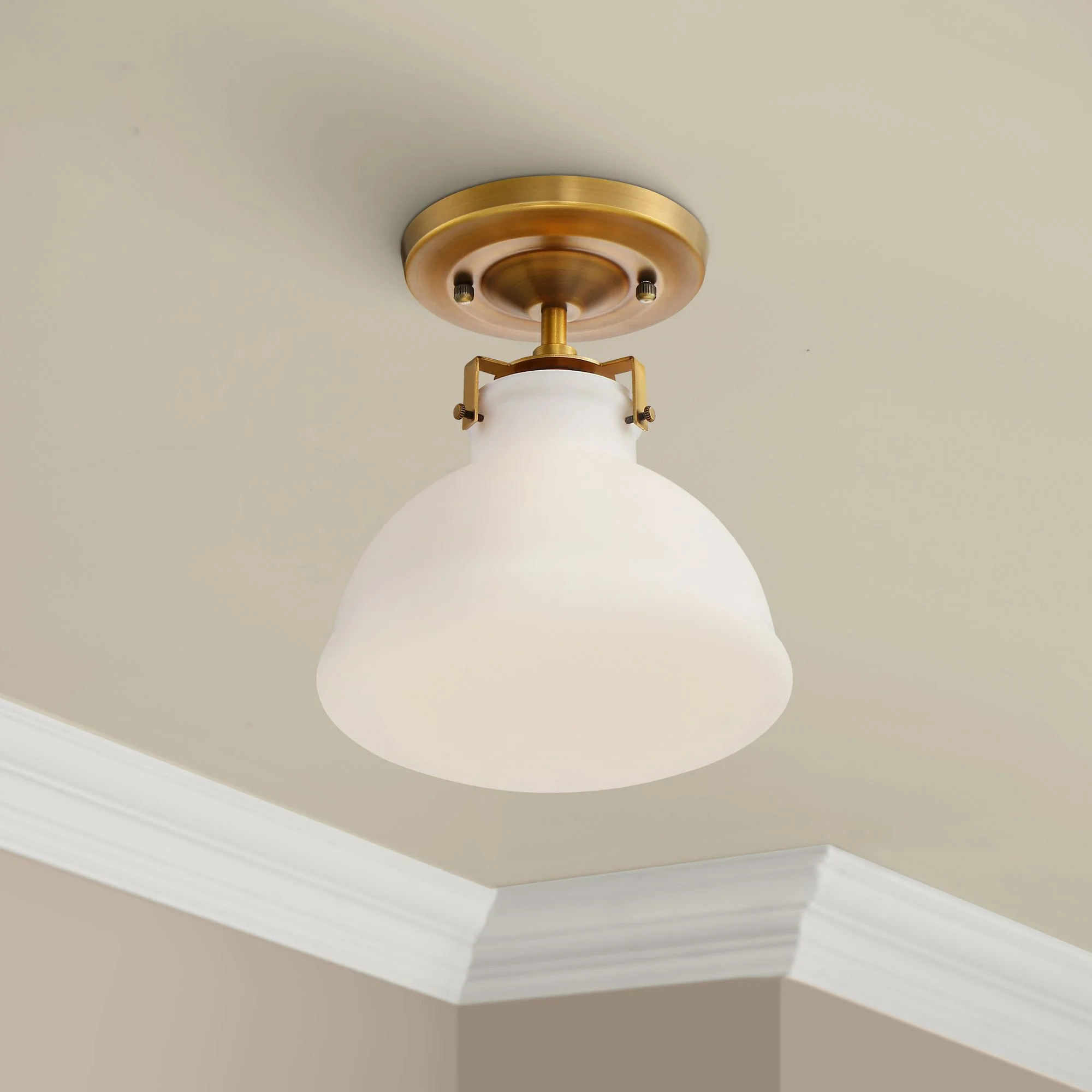 Possini Euro Design Mid Century Modern Ceiling Light Semi Flush Mount Fixture Gold 10 1/4" Wide O... | Walmart (US)