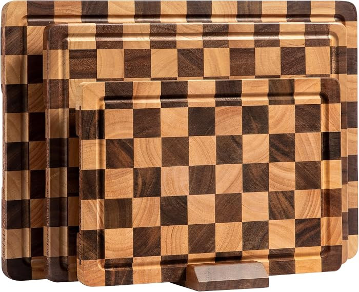 Checkered Cutting Board Set, Walnut Wood Cutting Boards for Kitchen | Amazon (US)