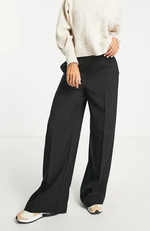 ASOS DESIGN Wide Leg Trousers in Black at Nordstrom, Size 4 Us | Nordstrom