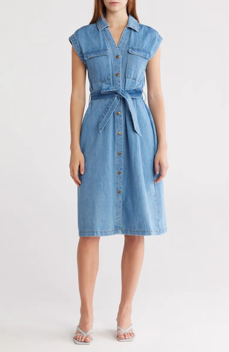 French Connection Carter Cap Sleeve Denim Shirtdress | Nordstromrack | Nordstrom Rack