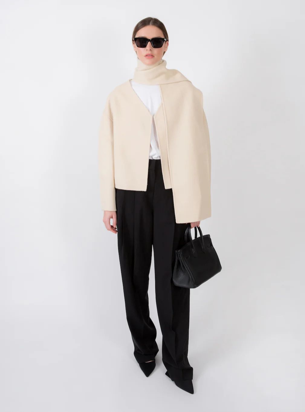 Tol Wool Jacket with Scarf Buttermilk | Marcela London