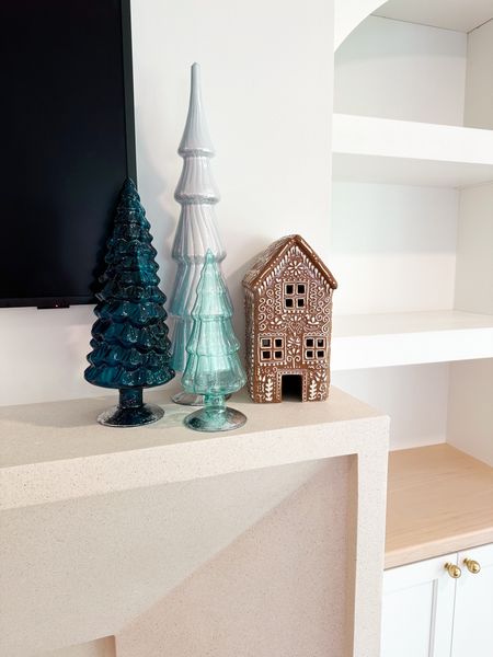 The cutest coastal glass trees have arrived for Christmas! Obsessed with this little ceramic gingerbread house too 🥰 Our mantel garland is going up tomorrow! 



#LTKhome #LTKHoliday #LTKHolidaySale