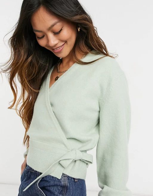 & Other Stories wrap cardigan in dusty green | ASOS (Global)