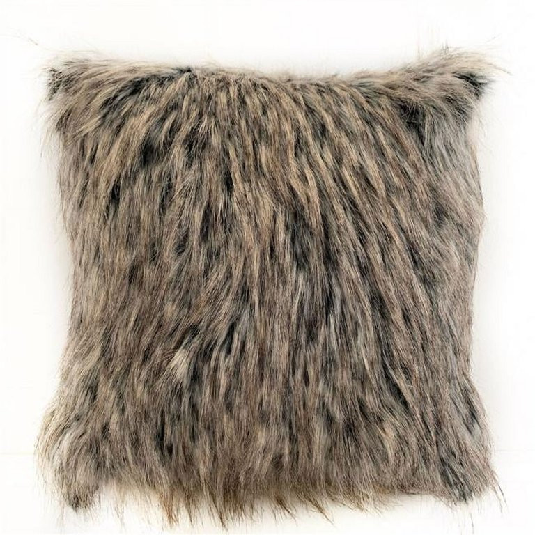 Gray Foxy Brown Gray Animal Faux Fur Luxury Throw Pillow - 26 x 26 in. | Walmart (US)