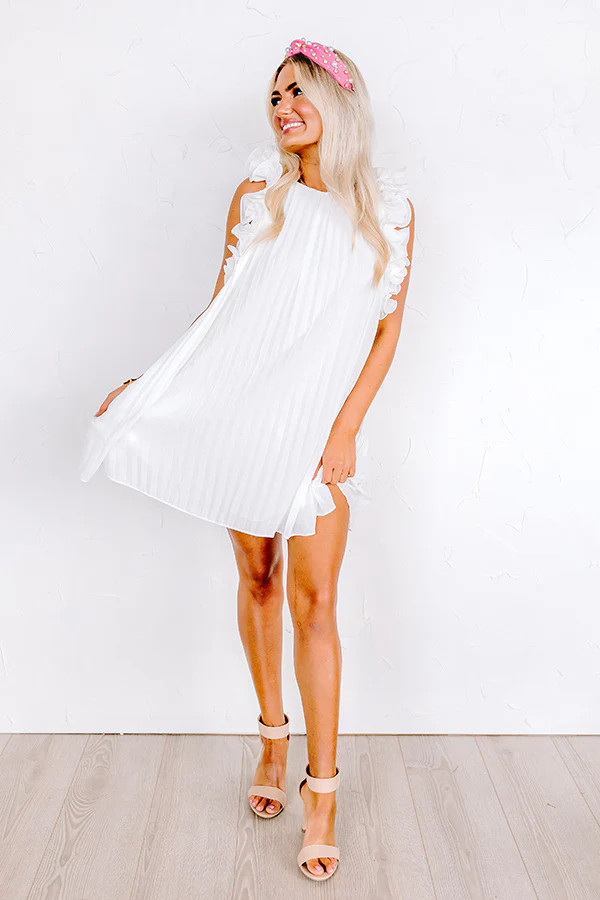 Honeysuckle Dreams Pleated Dress In White | Impressions Online Boutique