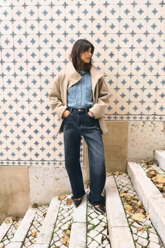 CROPPED WOOL COAT WITH HIGH NECK | Zara UK