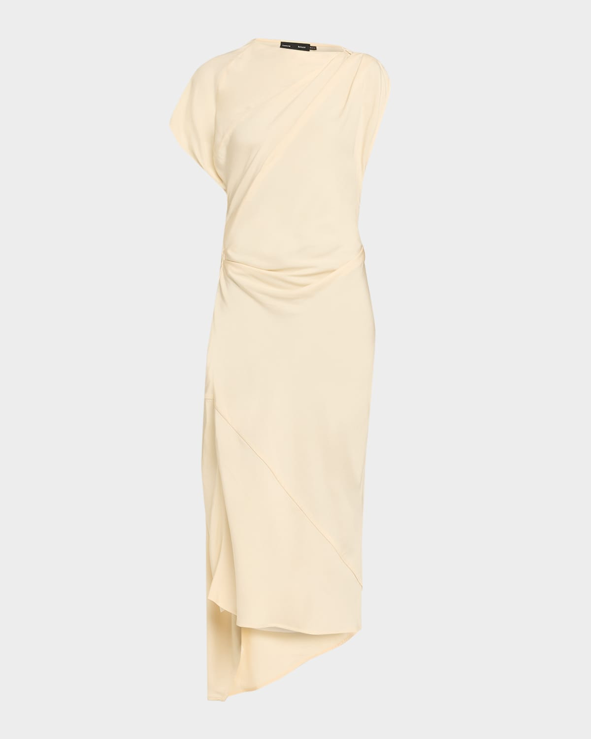 Hallie Hammered Viscose Draped Midi Dress | Neiman Marcus