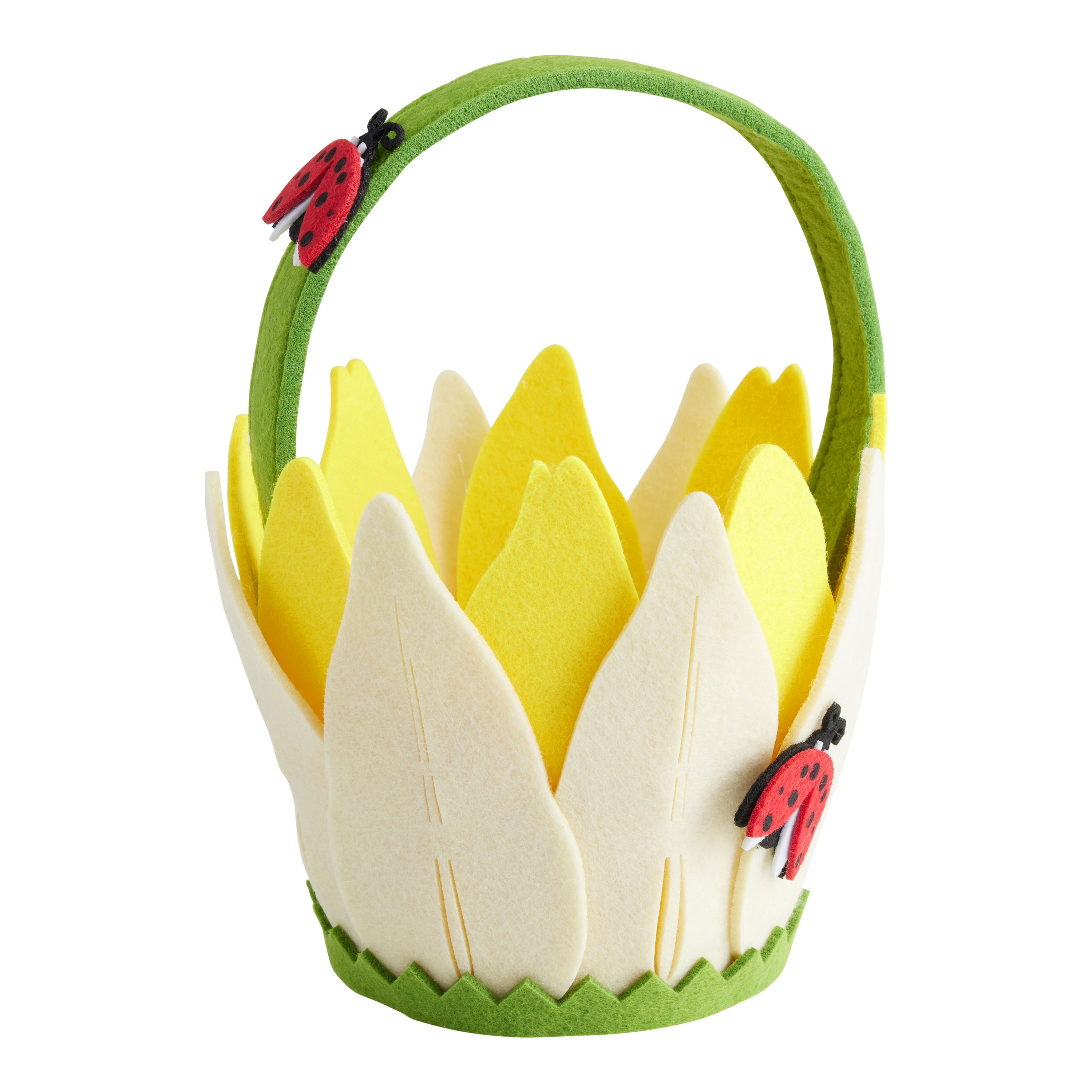Yellow and Cream Felt Layered Flower Easter Basket | World Market
