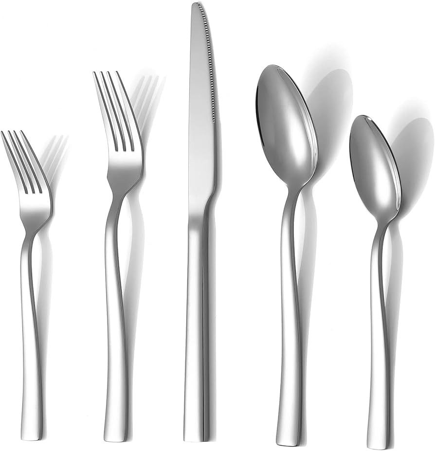 Silverware Set for 8, Briout 40 Piece Flatware Cutlery Set Stainless Steel Luxury Square Tablewar... | Amazon (US)