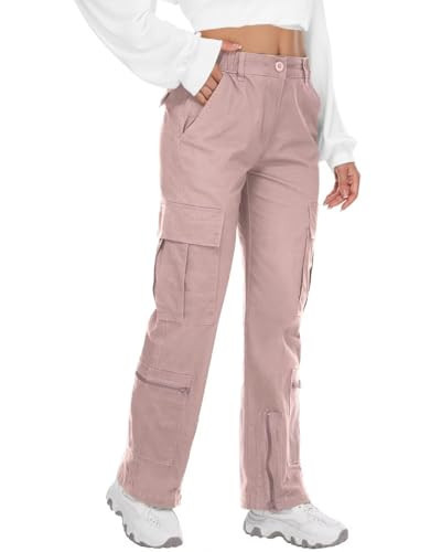 TRGPSG Womens Cargo Pants, Y2K Casual Pants Parachute Pants Relaxed Fit Streetwear with Multiple Pockets 8610 Purple Gray 12 | Amazon (US)