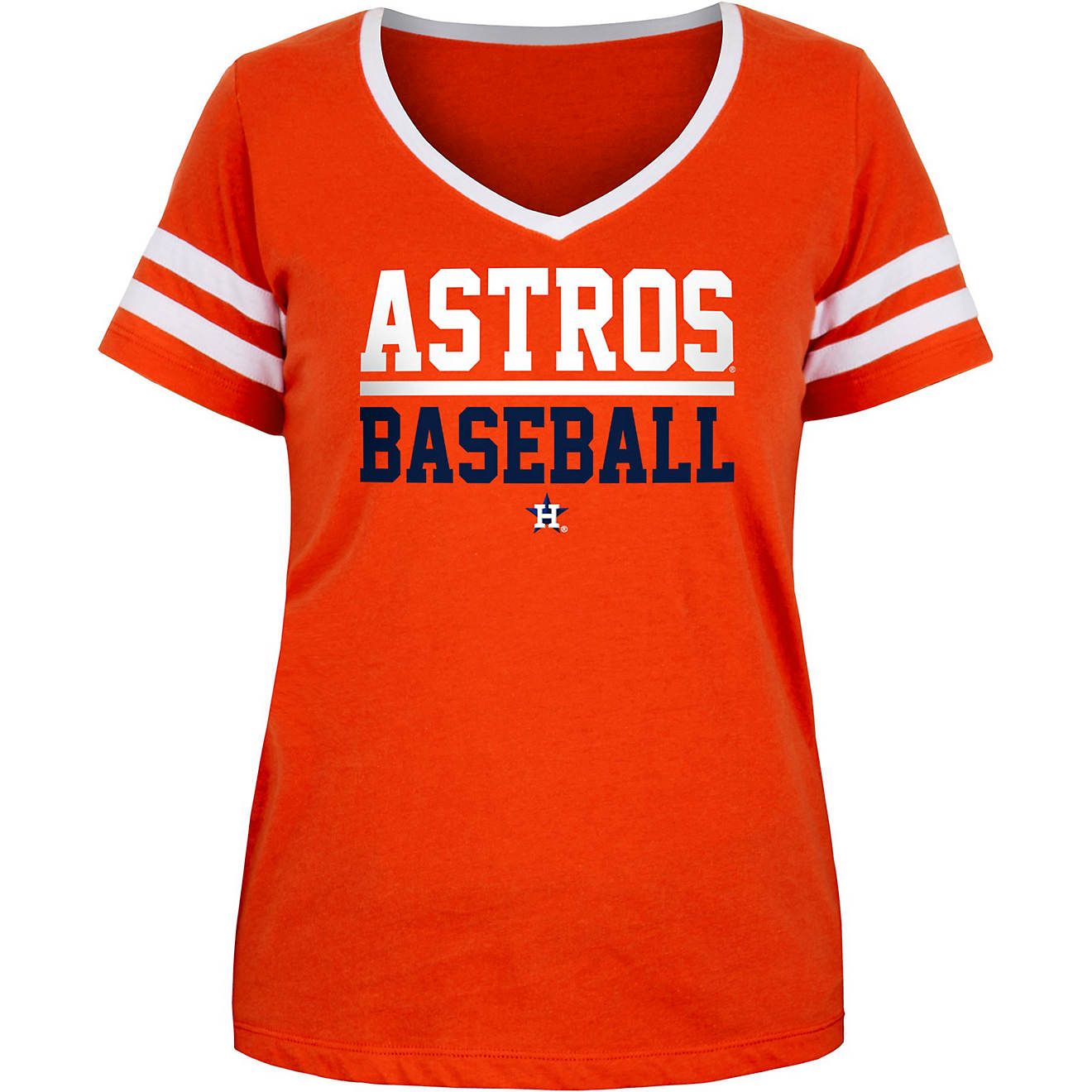New Era Women's Houston Astros Stacked V-neck T-shirt | Academy | Academy Sports + Outdoors