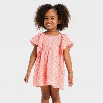 Toddler Girls' Floral Woven Dress - Cat & Jack™ Pink 4T | Target