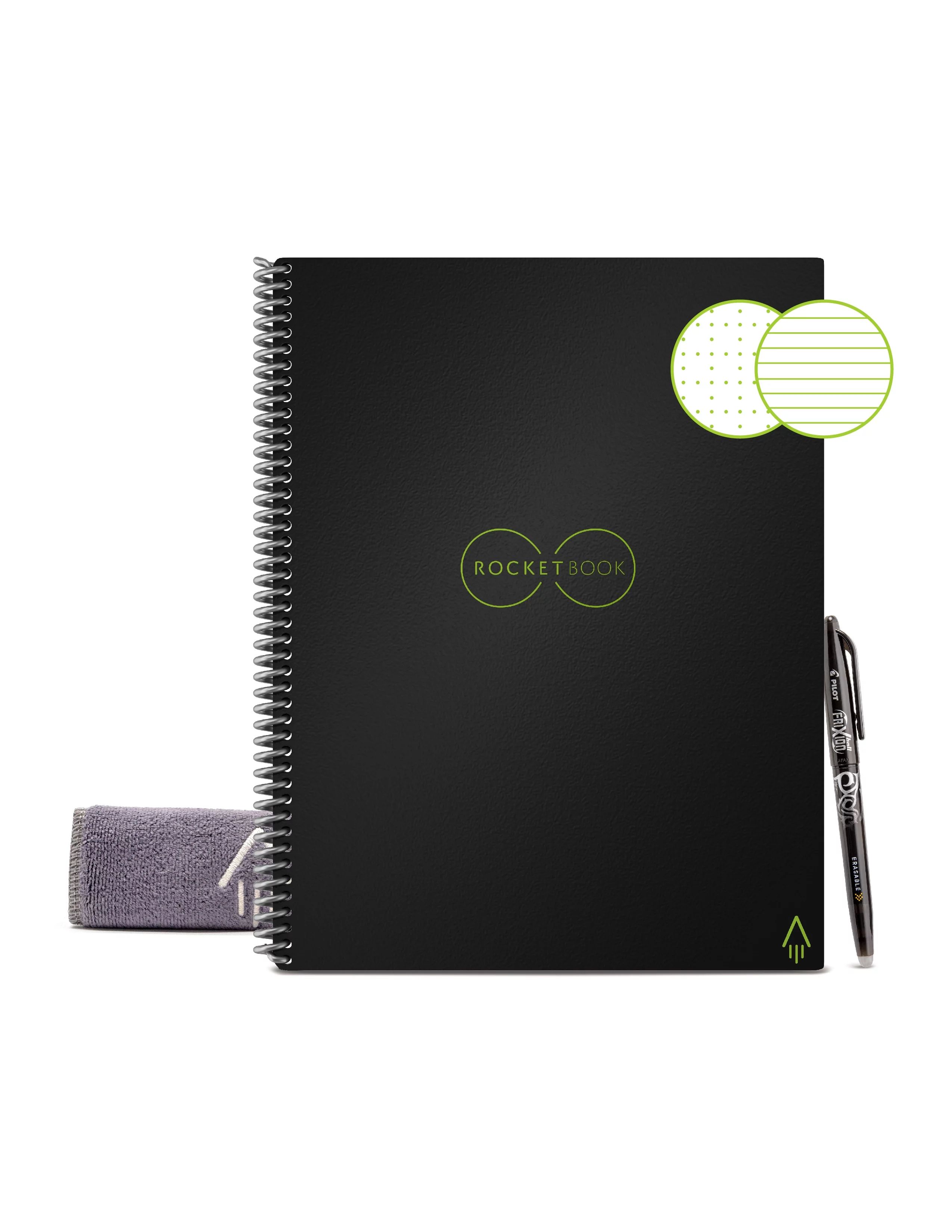 Rocketbook Core Smart Spiral Notebook, Dot-Grid and Lined Pages, 32 Pages, 8.5" x 11", Black | Walmart (US)