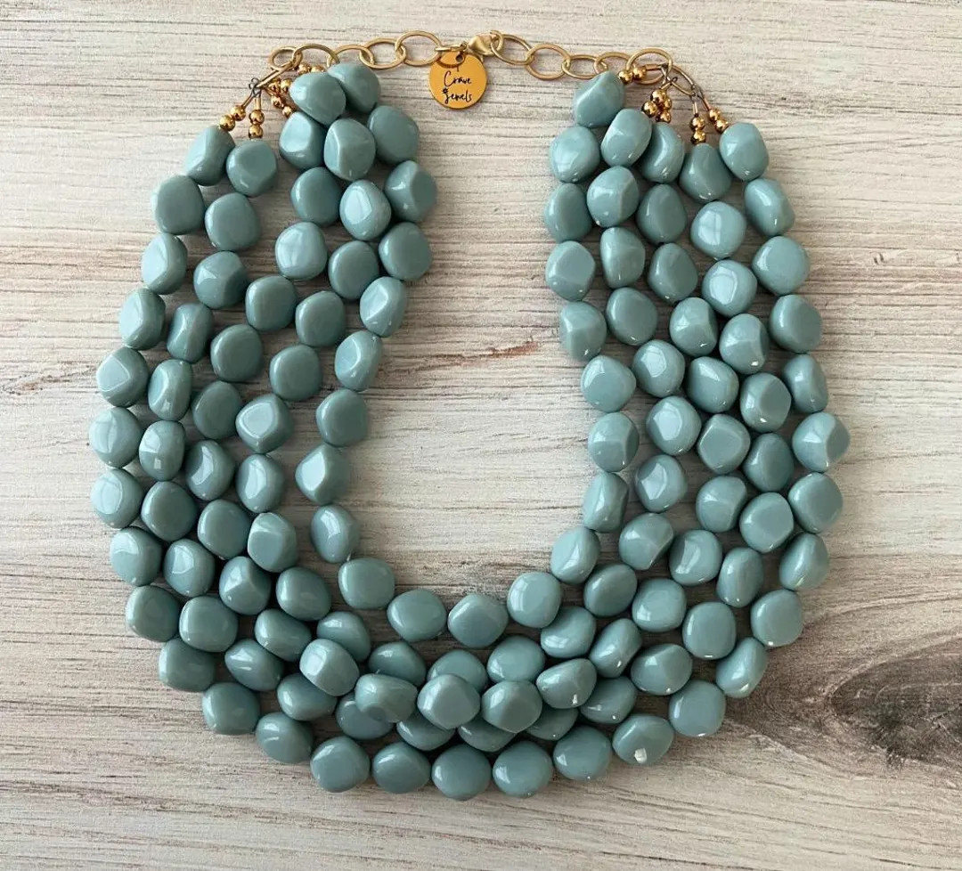 SHIPPING THIS WEEKEND!! Blue Beaded Necklace – Chunky Beaded Necklace Handmade in Castle Hill B... | Etsy (US)