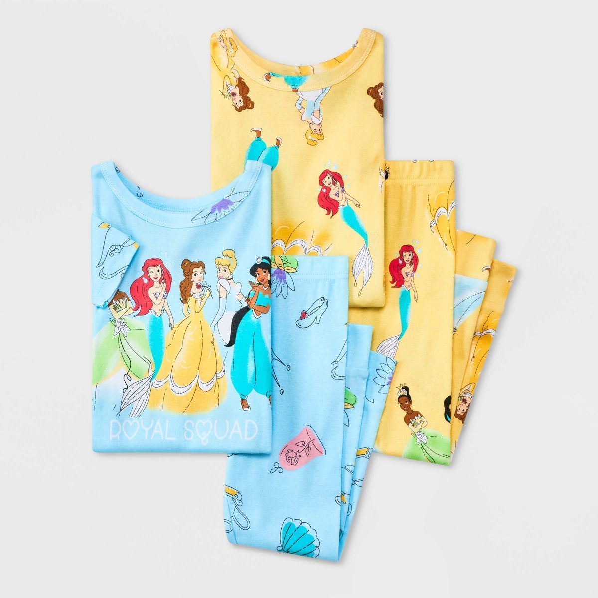 Toddler Girls' 4pc Disney Princess Snug Fit Pajama Set - Blue | Target