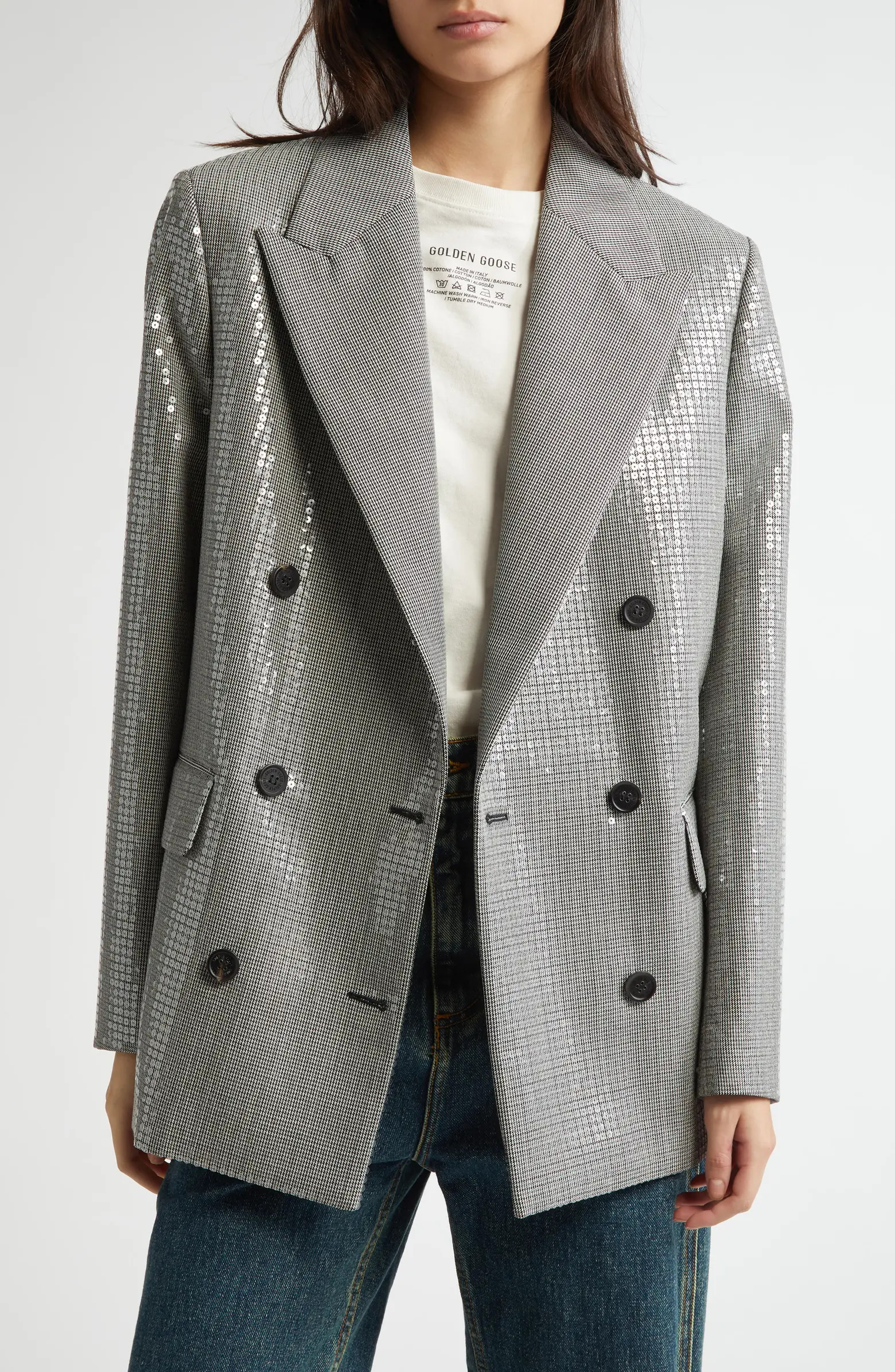 Journey Sequin Microhoundstooth Boyfriend Blazer | Nordstrom