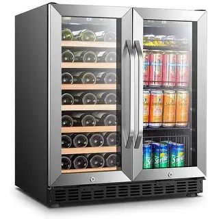 Lanbo 30-inch Wine/Beverage Refrigerator (Holds 33 Bottles/70 Cans) - Black | Bed Bath & Beyond