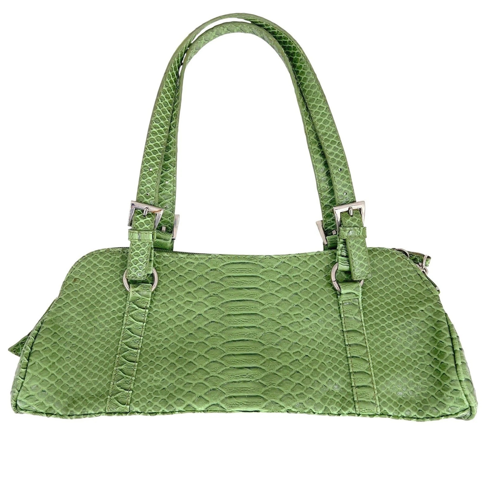 Vintage Bisou Bisou Green Faux Snakeskin Baguette Shoulder Bag Y2K | eBay | eBay US